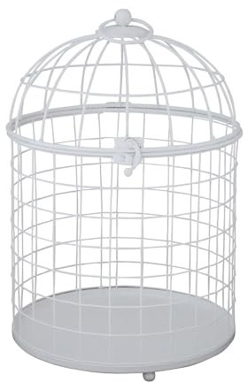 Deko-Vogelkäfig Hedwig weiß aus Metall H31cm im modernen Landhausstil - KLEIN