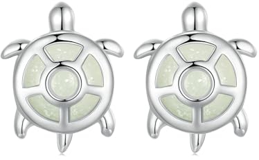 Qings Schildkröten Ohrringe 925 Sterling Silber Klein Blau Meeresschildkröte Tier Ohrstecker Nachtleuchtende Turtle Schmuck Muttertag Weihnachten Geburtstag Geschenke für Damen Mädchen Teenager