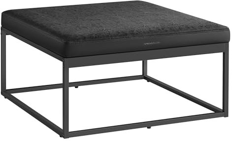 SONGMICS HOME LUIZ Collection – Ottoman, table basse carrée, repose-pieds, dessus réversible, siège rembourré, table d'appoint, minimaliste, structure en acier, charge maximale 300 kg, pour salon,