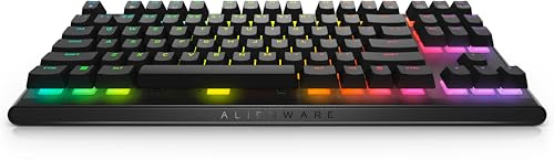 Dell Alienware Tenkeyless Gaming Tastatur - AW420K (Dark Side of The Moon), AlienFX RGB / 16,8 Millionen Farben, verstellbare Höhe, CHERRY MX Red