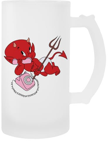 MAGITONE Hot Stuff Der Kleine Teufel Pink Glas-Bierbecher Mit Henkel