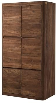 MASSIVMOEBEL24.DE | Kleiderschrank Sheesham 105x60x200 Toronto, Farbe:Dunkelbraun gebeizt, Größe:105x60x200 cm (BxTxH)