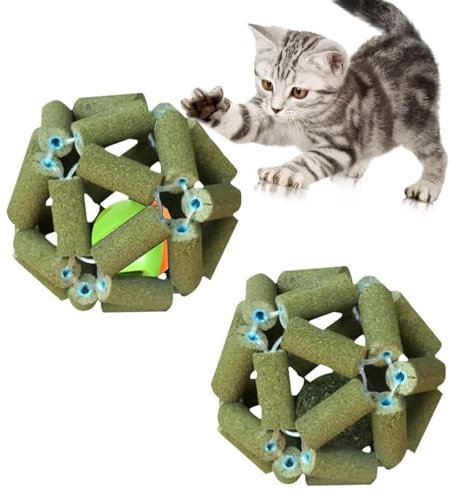 VIDSTW 2 Pezzi Catnip Giocattolo, Erba Gatta Giocattolo Con Campanello Allevia la Noia dei Gatti, Giochi per Gatti Giocattolo Pulisci i Denti del Gatto, Promuovere la Digestione del Gatto
