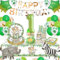 YIMAKJ Jungle Animaux Décoration Anniversaire 1 An, Thème Safari, 94 Pcs Vaisselle pour 16 Invités - Assiettes, Gobelet Carton, Nappe