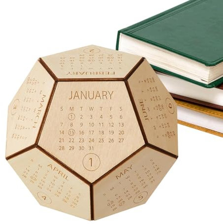 Lustiger Tischkalender 2024 | Schreibtischkalender aus Holz | Dodekaeder-Würfel-Kalenderblock | Lustiger Tischkalender, ästhetische Schreibtischdekoration, Geschenke für Männer, Frauen, Mitarbeiter, K
