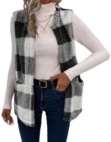 Gilet sans Manche Femme Oversize Doudoune sans Manches Femme Gilet Femme Gilet Femme sans Manche Randonnée Pulls, Gilets Et Sweats Femme Gilet Femme Grande Taille Coupe-Vent Noel Noir XXL