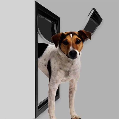 FLNOZAMZ Adjustable Flap Interior Cat Walk Door,Dog Safety Door,2 Way Locking Large Cat Door for Interior Exterior Doors (black 46 * 32 * 5cm)