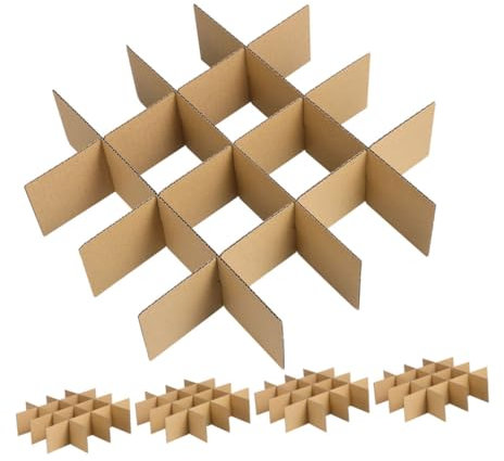 TINEASUR Gläserkartons Beim Umzug und Verpacken Umzugskartons 5 Stück aus Papier mit 82x82x80mm Gittereinsätzen zum Schutz von Glaswaren Einfache Montage