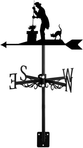 Ruiseawing Wetterfahne in Katzen- und Kätzchenform, Kunstdekor, Wetterhahn aus Edelstahl, Windrichtungsanzeiger für den Außenbereich, Bauernhof, Garten, Terrasse, Hof, Dachornament, Katze~e