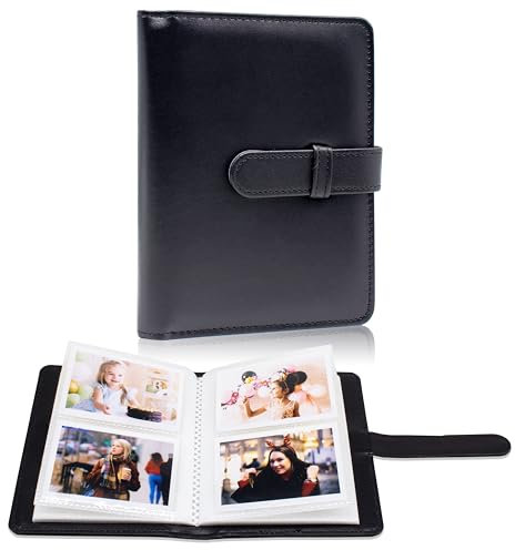 64 Pockets Photo Album Book for 2x3 Inch Film - Mini Small Albums for Fujifilm Instax Mini Instant Camera, for Polaroid Hi-Print Pictures, Kpop Photocard Holder Binder (Black)