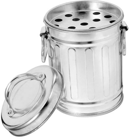 ULDIGI Posacenere in ferro stile vintage con coperchio per bidone della spazzatura in metallo di grande capacità antivento per ufficio casa