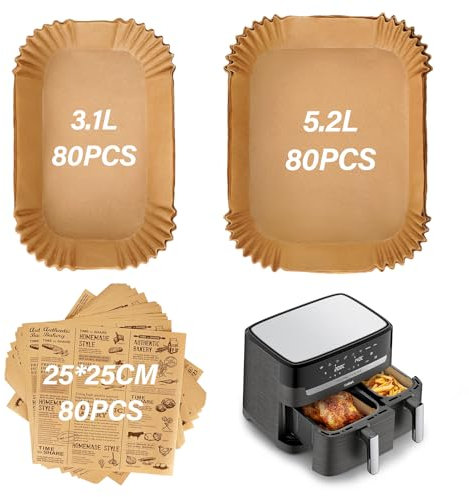SdreMelo Papier Cuisson 240PCS Air Fryer Papier Cuisson Tefal/Moulinex 8.3L Air Fryer Dual 5.3L 3.1L Papier Air Fryer Tefal EY9018/EY905D 5.2L 3.1L,Papier Cuisson Air Fryer Moulinex EZ9018 5 2L 3.1L