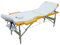Mucola Massageliege 3 Zonen Kosmetikliege Aluminium | klappbar und höhenverstellbar | Portable Massagebank inkl. Zubehör Kopfstütze, Armlehnen und Tragetasche - Weiß/Gelb