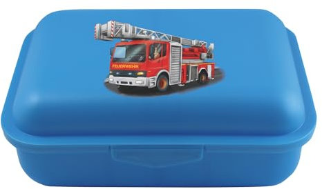 Emil Brotdose Schule Arbeit Kinder Junge & Mädchen Snackbox auch für Erwachsene Lunchbox mit Trennfach verstellbar BPA Frei (Feuerwehr)