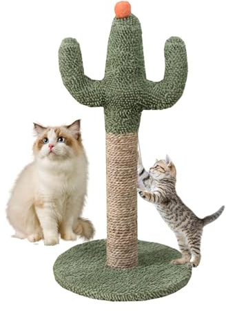 Kustimantu Cactus Cat Tree, grattacieli per gatti, postine e graffi – Affilina unghie in sisal, con palla interattiva per piccoli gattini