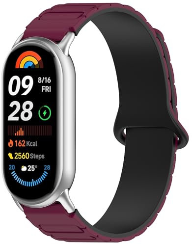 Sylphicryst Silicone Replacement Strap Compatible with Xiaomi Mi band9,8 | Lightweight, Durable, and Adjustable Fitness Tracker Band Compatible with 12MM smartwatches