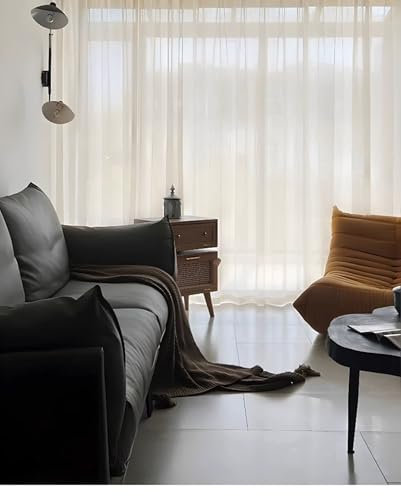 Wycian Vorhang Yoga Motiv Ösenvorhang Creme Beige Verdunkelung 2er Pack Blätter Muster H183 x B86 cm (2er Pack) Polyester Baumwolle