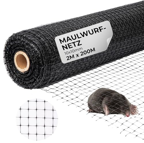 STREND PRO Maulwurfnetz 2m x 200m | Maschenbreite 10x10 mm | Laubschutznetz | Rasen Maulwurfgitter | Maulwurfschutz | Unter Rasen | Rasenschutzgitter