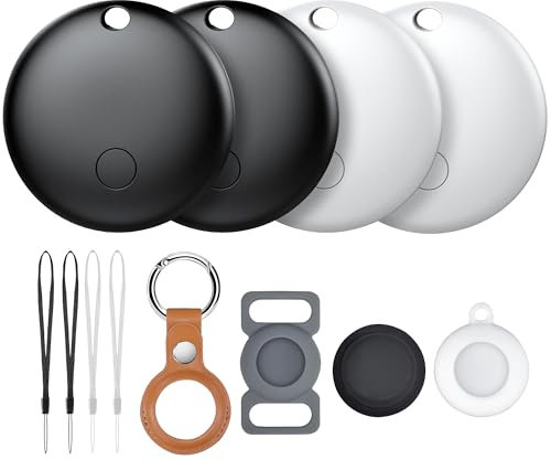 Air Tag -4 Pack,Bluetooth-Tracker Kinder kompatibel mit Apple Wo ist?| Nur für iOS | 4 Verschiedene Hüllen | Austauschbare Batterie | Wasserabweisend | Tracker für Katze, Fahrrad, Kinder, Auto, Hunt