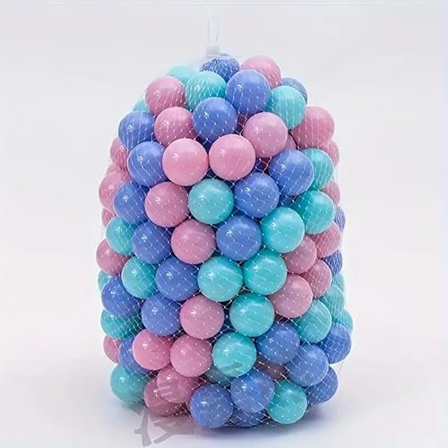 Lot de 100 boules en plastique pour piscine à balles, 5,5 cm, couleurs pastel rose, bleu et turquoise