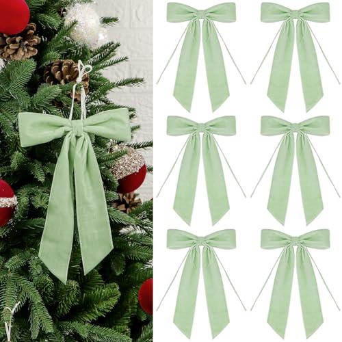 Samtband-Schleifen, Ornamente, 17,8 x 24,1 cm, vorgefertigte Weihnachtsbaum-Schleifen für Geschenkverpackungen, Weihnachtsfeiertage, Kränze, Girlanden, Treppenhaus, Dekoration für Zuhause, Outdoor