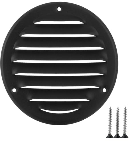 TURvent Rejilla de ventilación de 100 mm, color antracita – Rejilla de ventilación metálica con protección contra insectos – Rejilla de ventilación redonda para paredes y techos – Rejilla de entrada y