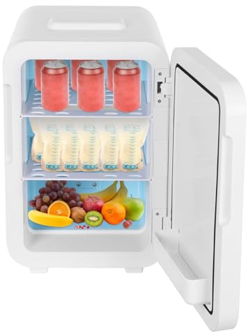 Bdneygtyr 20L Mini Kühlschrank mit Glastür und LED Display | Kleiner Kühlschrank für Heizen & Kühlen | Tragbarer Mini Fridge Minibar für Auto, Schlafzimmer und Büro