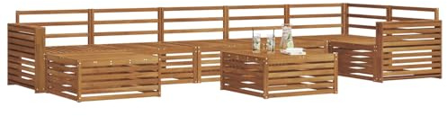 vidaXL Sofagarnituren 8 pcs Natur Massivholz Akazie, Garten Ecksofa Set, modernes Outdoor-Möbel, strapazierfähig, zum Chillen am Pool, für die Terrasse