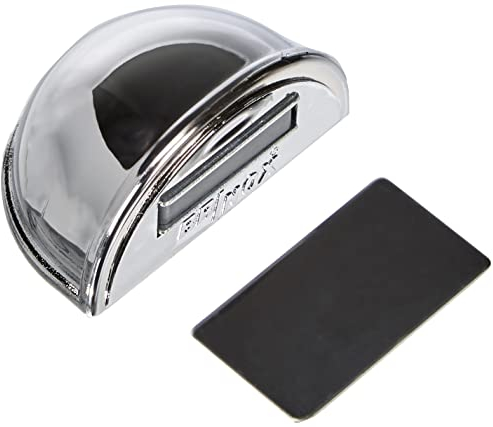 Brinox Tope de Puerta con Imán, Adhesivo, Fabricado en España, Cromado, Incluye Placa de Acero Inoxidable, Protección de Paredes y Muebles, 1 Unidad