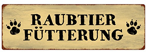 Interluxe METALLSCHILD Blechschild RAUBTIER FÜTTERUNG Schild für Hund Katze Haustier Napf Futter
