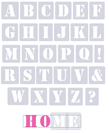 Schablone Buchstaben groß 3cm | 1 Satz Alphabet A-Z - 26 + 4 Sonderzeichen. | Set Nr.005