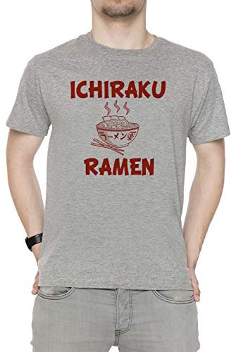 Erido Ichiraku Ramen Homme T-Shirt Cou D'équipage Gris Manches Courtes Taille M Men's Grey T-Shirt Medium Size M