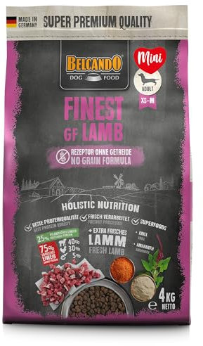 BELCANDO Finest GF Lamb [4 kg] getreidefreies Hundefutter | Trockenfutter für kleine & mittlere Hunde | Alleinfuttermittel für Hunde ab 1 Jahr