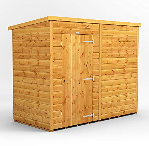 POWER High Grade Premium Pent Wooden Shed with Security Features, Door Flexibility, made from 12mm Extra Thick Timber, for all Storage & Outdoor Needs (Windowless)