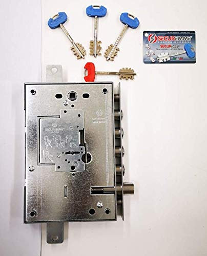 SERRATURA PER PORTE BLINDATE COMPLETA DI CUORE A DOPPIA MAPPA 4 CATENACCI mm.18 CON INTERASSE mm.28.CUORE E PIASTRA ANTITRAPANO MANO DESTRA SERIE 250, RICAMBIO PER DIERRE 7111