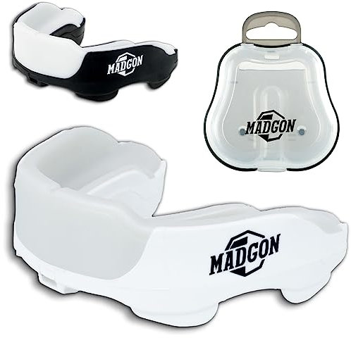 MADGON Premium Mundschutz für ideale Atmung. Zahnschutz perfekt anpassbar mit Transportbox. Für Kampfsport, MMA, Boxen, Kickboxen, Hockey, Football - Erwachsene
