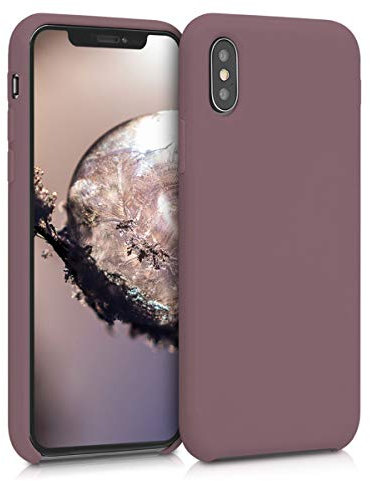 kwmobile Cover per Apple iPhone XS Custodia - Back Case per Smartphone in Silicone TPU - Protezione Gommata - uva