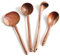 Schöpflöffel aus Holz, Küchenlöffel, 4 Stück, handgefertigt, aus natürlichem Teakholz, mit langem Griff, Suppenkelle für Abendessen, Salat, Desserts, Snacks, Obst, Rührschöpfkelle