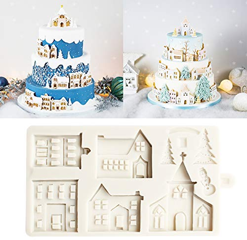 3D Xmas Christmas Tree House Silicone Mold For Fondant Cake Decor Chocolate Sugarcraft Gingerbread Baking Mould