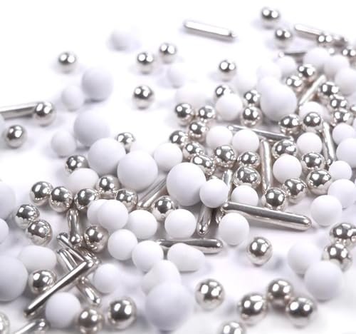 Streuselheld Schokomix Silber Weiß 40g Streusel zum Dekorieren und Verzieren von Gebäck aller Art wie Torten Kuchen Keksen Zuckerstreusel