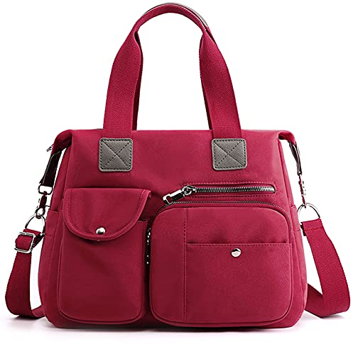 DORRISO Donna Borsa Tracolla Moda Mano Borsetta Tracolla Borse Messenger Bag per Viaggio Lavoro Quotidiano Casual Impermeabile Donna Tela Borsa Tracolla Rosso