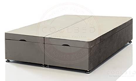 COOL BED Grey Plush Velvet Ottoman Foot Lift Bed Base with No Headboard or No Mattress (Grey, SINGLE - 3FT)