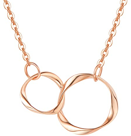 FANCIME Solide 14 Karat 585 Rot Gold Kette Unendlichkeit Anhänger Halskette Einfache minimalistische Geschenk Schmuck für Damen Mädchen - Verstellbares Kette: 40 + 5 cm