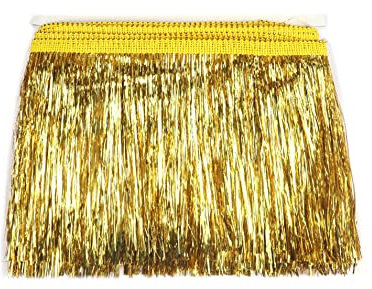 YYCRAFT 15,2 cm breite Lametta-Fransenborte, Lametta-Girlande, Tanz-Kostüm, Fransenborte, glänzender Folieneffekt, Party-Dekoration (9,1 m, Gold)