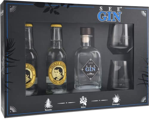 SeeGin® Tonic Set | London Dry Gin 350ml | Thomas Henry Tonic Water | Steinhauser Tumbler | Geschenbox