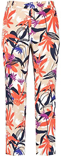 Gerry Weber Damen Floral gemusterte 7/8 Hose floral, Gemustert 7/8 Länge Ecru/Weiss/Rot/Orange Druck 40