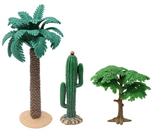 Honbay Künstliche Miniatur-Bäume, Modell, Kunststoff, Kokospalme, Kaktus, Statue für DIY, Handwerk, Landschaftsprojekt (3 Stile), 3 Stück