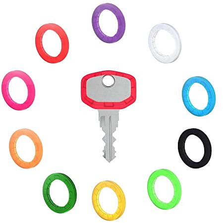 ZZLBZN Key Covers Caps, 12Pcs Key Colour Caps Key Identifier Caps Round Key Caps, Flexible Key Covers Rings Coloured Key Identifiers Caps Easy Identifying House Door Keys Colorful