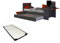 Vente-unique-Ausziehbett Gamer mit Schreibtisch & LEDs + Lattenrost - 2 x 90 x 200 cm - Anthrazit & Rot - VOUANI
