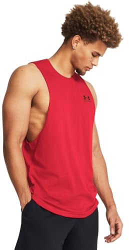 Under Armour Men's Sportstyle Left Chest Cut-Off T-Shirt, (600) Red / / Black, Medium